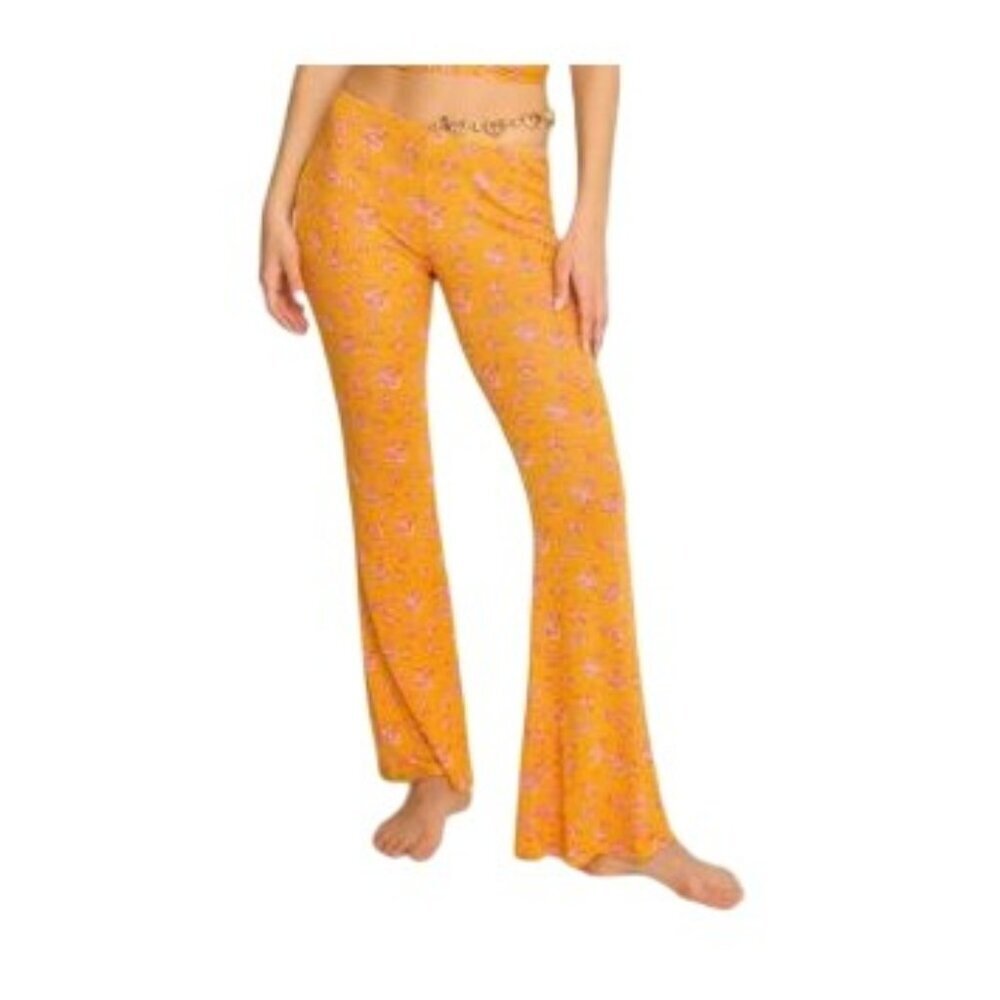 NEW Beach Bunny Women's Swim Cover Pants Saddie Ditsy Floral Orange Size Large